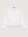 Maje Sequined Peplum-hem Shirt In Blanc