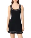 Maje Roeillety Grommet-trim Mini Dress In Black