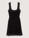 Maje Roeillety Grommet-trim Mini Dress In Noir