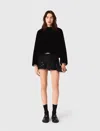 Maje Short Faux Fur Coat In Black