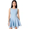 Maje Womens Boat-neck Flared Cotton-blend Mini Dress Bleus In Blue Sky