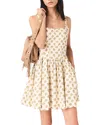 Maje Short Flared Patterned Dress In Gold