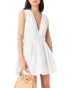 Maje Short Flared Open-back Dress In White