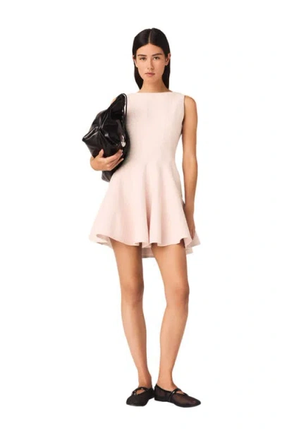 Maje Short Flared Tweed Dress In Pink