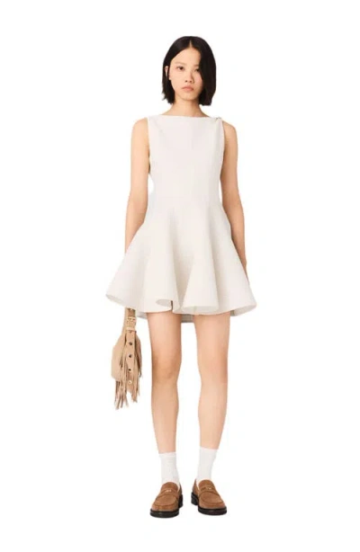 Maje Short Flared Tweed Dress In White
