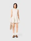 Maje Womens Ecru Flared Hardware-embellished Tweed Mini Dress In White