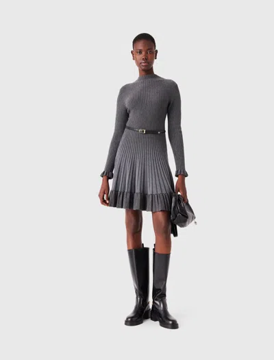 Maje Ritalia Gradient Ribbed Knit Dress In Gray
