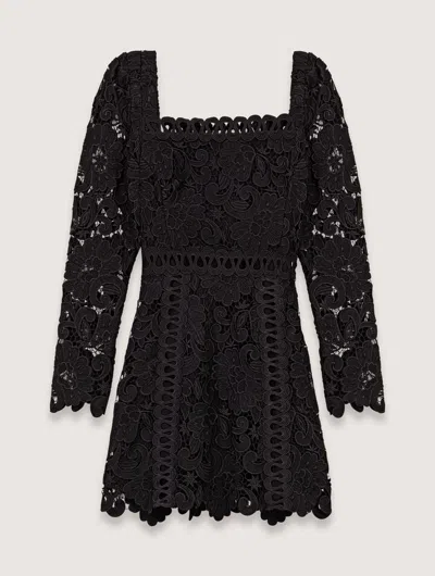 Maje Short Guipure Dress In Black