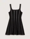 Maje Short Jacquard Knit Dress In Black/ecru