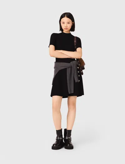 Maje Short Knit Button Dress In Black