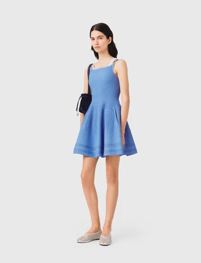 Maje Short Knit Dress In Blue