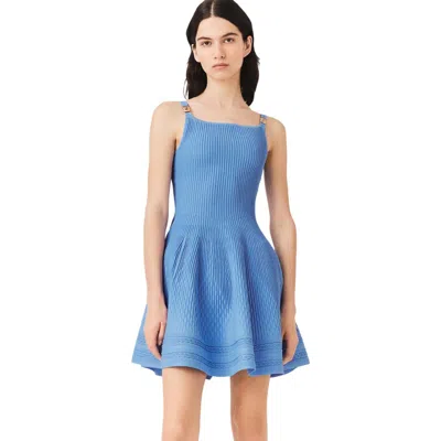 Maje Short Knit Dress In Blue