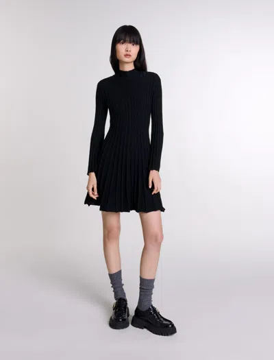 Maje Short Knit Dress In Black