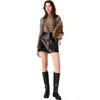 Maje Short Leather Skirt In Black