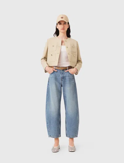 Maje Short Linen Blend Jacket In Neutral