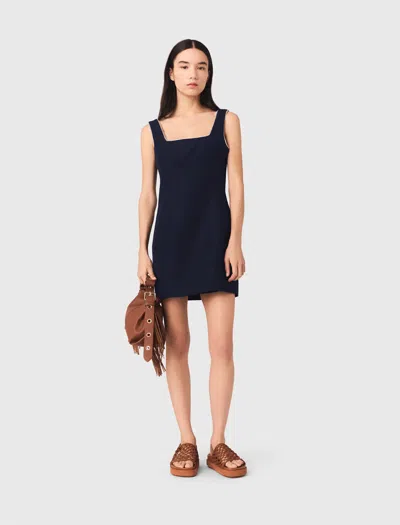 Maje Short Linen-blend Dress In Black
