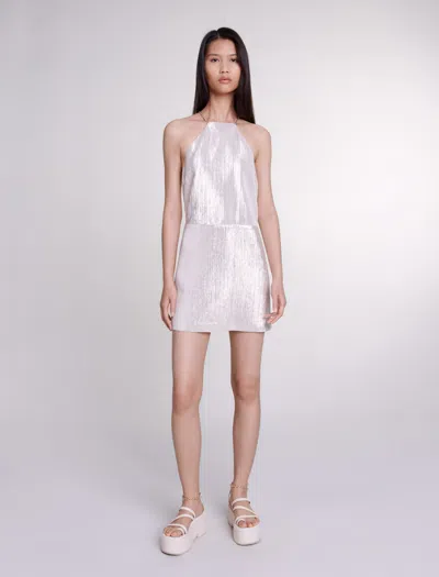 Maje Short Metallic Dress For Spring/summer In Silver