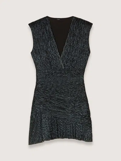 Maje Short Metallic Dress In Bleus