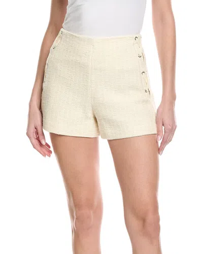 Maje Lace-up Cotton-blend Shorts In Neutral