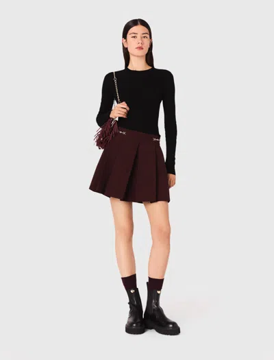 Maje Short Pleated Skirt In Black