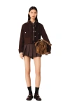 Maje Short Reversible Coat In Brown
