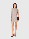 Maje Short Rhinestone Suit Dress In Neutral