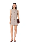 Maje Short Rhinestone Suit Dress In Gray