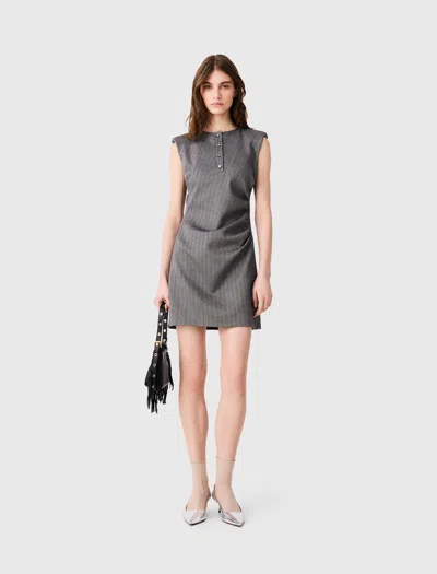 Maje Short Rhinestone Tailored Dress In Gray