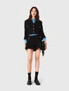 Maje Short Rhinestone Tweed Jacket In Black