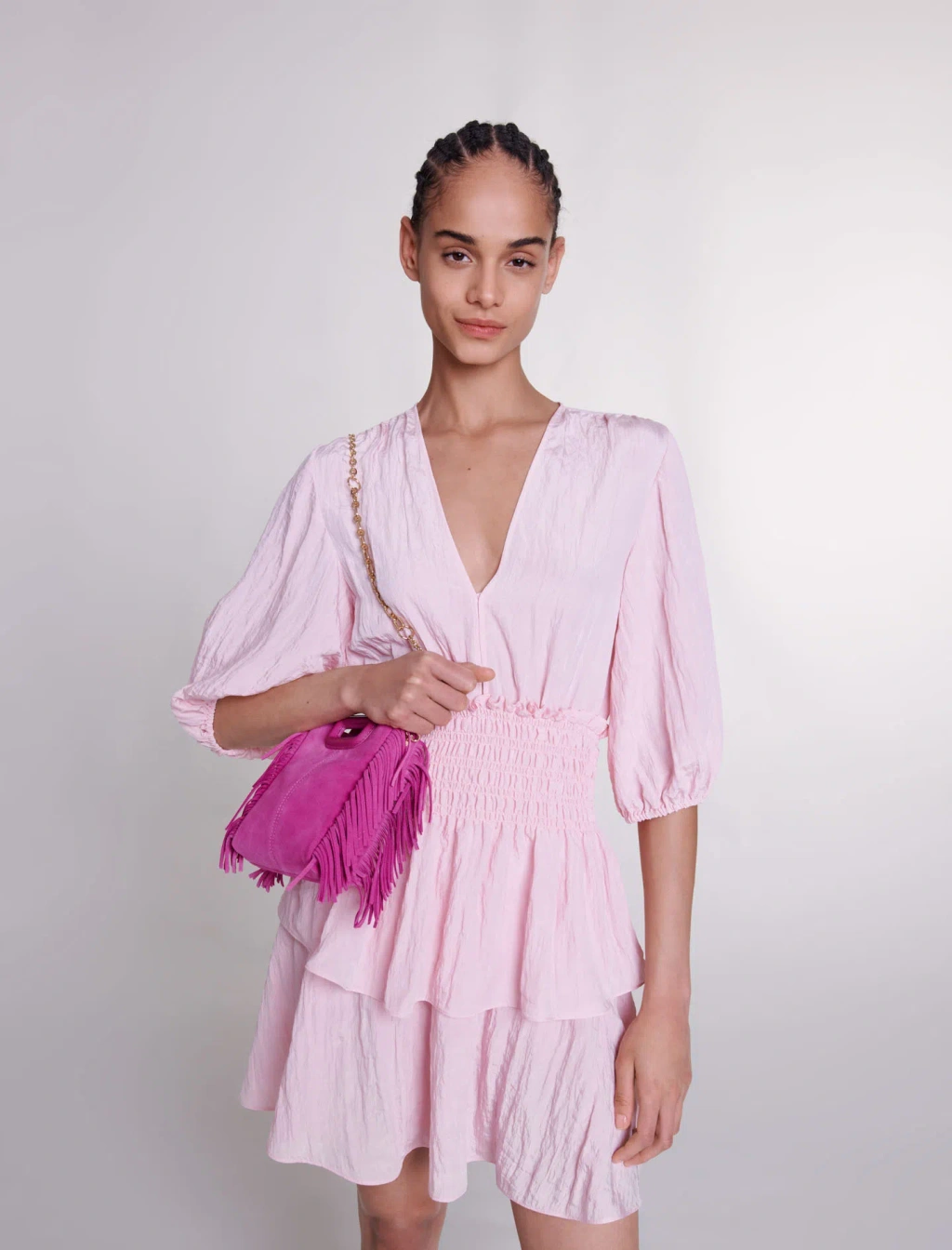 maje short ruffled dress Maje Ruffled Tiered Mini Dress