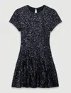 Maje Sequin-embellished Dress In Black