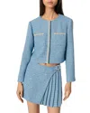 Maje Tweed Jacket In Blue
