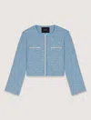 Maje Tweed Jacket In Blue