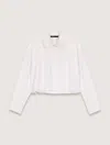 Maje Short Shirt With Embroidered Collar In Blanc