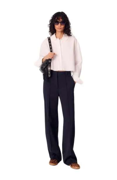 MAJE MAJE SHORT SHIRT WITH EMBROIDERED COLLAR