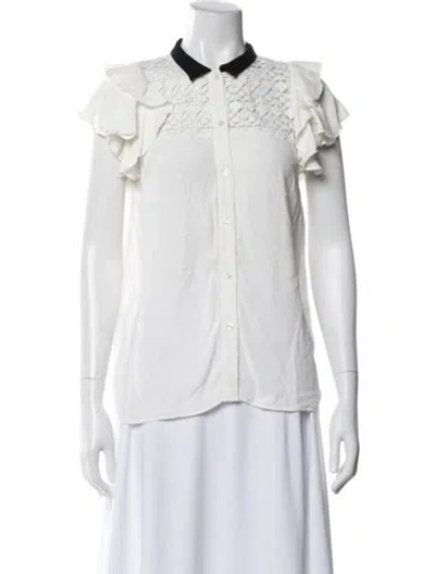 Pre-owned Maje Short Sleeve Blouse In Neutral