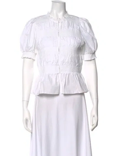 Pre-owned Maje Short Sleeve Blouse In White