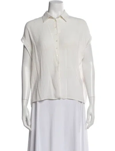 Pre-owned Maje Short Sleeve Blouse In White