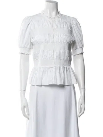 Pre-owned Maje Short Sleeve Blouse In White