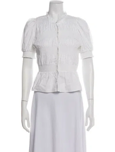 Pre-owned Maje Short Sleeve Blouse In White