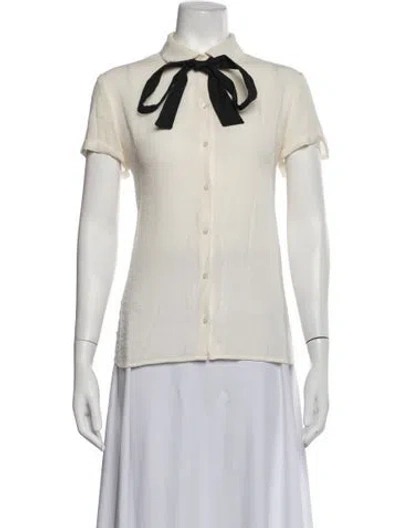 Pre-owned Maje Short Sleeve Blouse In White