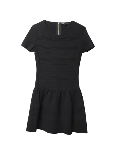 Pre-owned Maje Short-sleeve Flared Mini Dress In Black