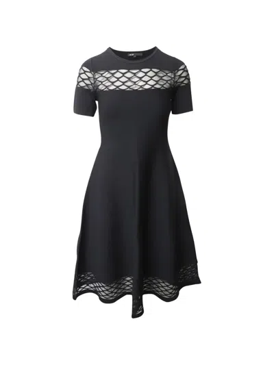 Pre-owned Maje Short-sleeve Midi Dress In Black