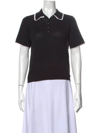 Pre-owned Maje Short Sleeve Polo In Black