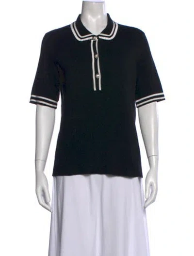 Pre-owned Maje Short Sleeve Polo In Black
