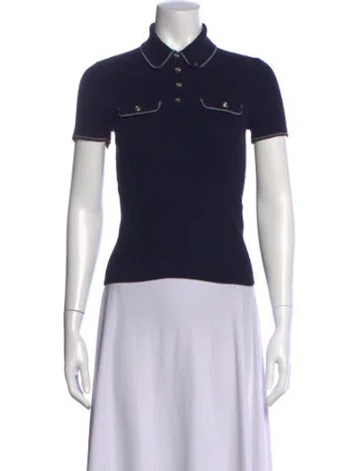 Pre-owned Maje Short Sleeve Polo In Blue