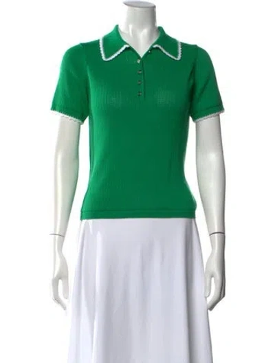 Pre-owned Maje Short Sleeve Polo In Green