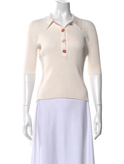 Pre-owned Maje Short Sleeve Polo In Neutral