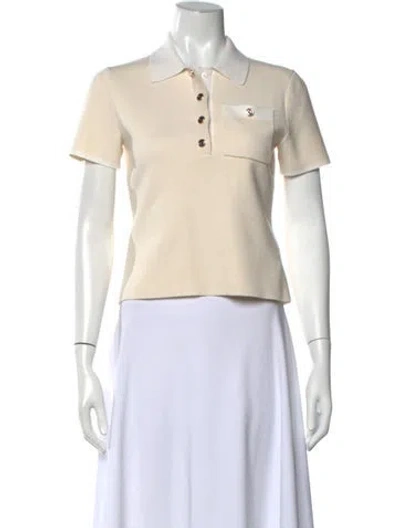 Pre-owned Maje Short Sleeve Polo In Neutrals