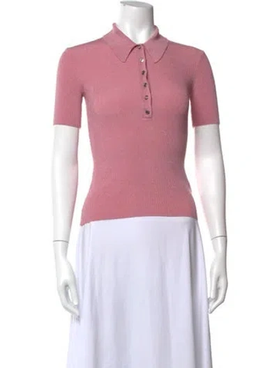Pre-owned Maje Short Sleeve Polo In Pink